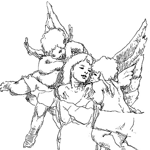 Initial study angelic mother with cherublike children tattoo you 1